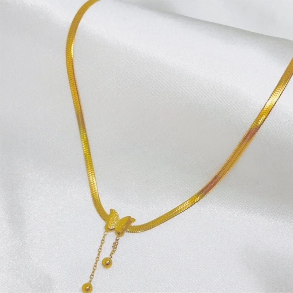 Anthropologie Gold Butterfly Drop Necklace